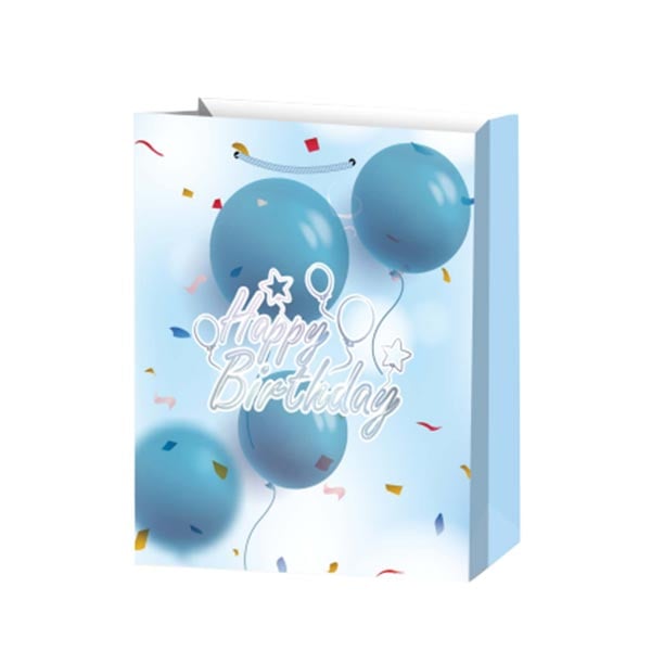 Подаръчна торбичка Happy Birthday, 26 х 32 х 10 cm, синяна ниска цена с бърза доставка - BestPC.BG