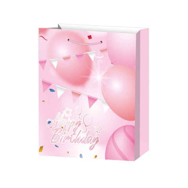 Подаръчна торбичка Happy Birthday, 26 х 32 х 10 cm, розована ниска цена с бърза доставка - BestPC.BG
