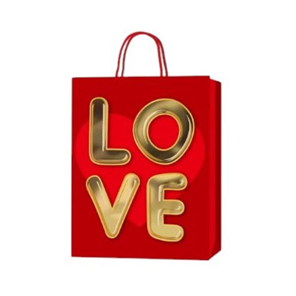 Подаръчна торбичка Love, 18 х 23 х 8 cm, златистана ниска цена с бърза доставка - BestPC.BG