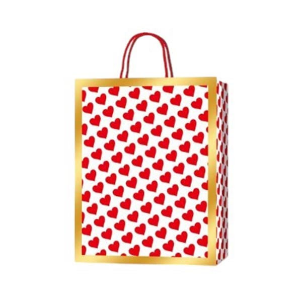 Подаръчна торбичка Love, 18 х 23 х 8 cm, червени сърцана ниска цена с бърза доставка - BestPC.BG