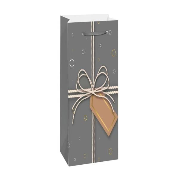 Торбичка за вино, панделка, 12 х 35 х 9 cm, сивана ниска цена с бърза доставка - BestPC.BG