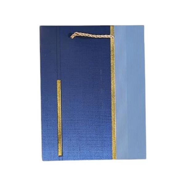 Подаръчна торбичка, 26 х 32 х 10 cm, синя, със златиста лентана ниска цена с бърза доставка - BestPC.BG