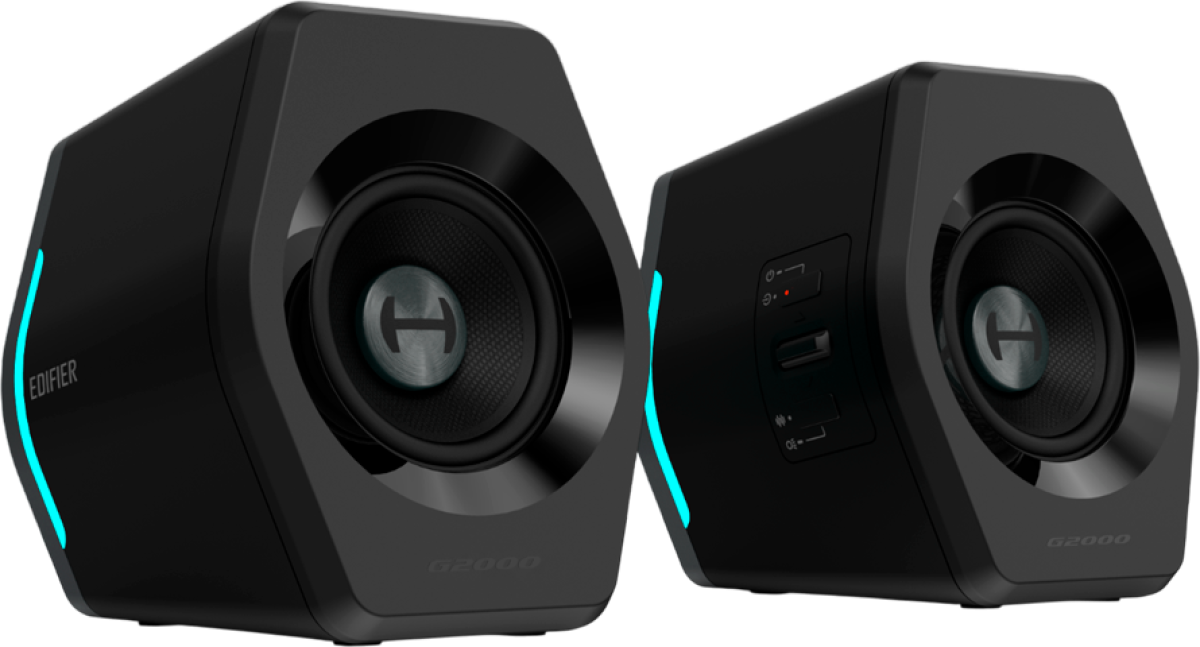 Озвучителна система Edifier G2000 2.0 Audio System, BT V5.1, USB, AUX, 2.75-inch Drivers, RGB Lighting, 16W (RMS), Blackна ниска цена с бърза доставка - BestPC.BG