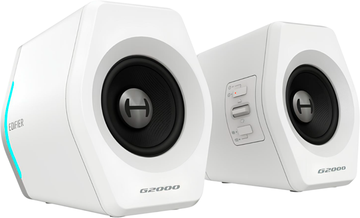 Озвучителна система Edifier G2000 2.0 Audio System, BT V5.1, USB, AUX, 2.75-inch Drivers, RGB Lighting, 16W (RMS), Whiteна ниска цена с бърза доставка - BestPC.BG