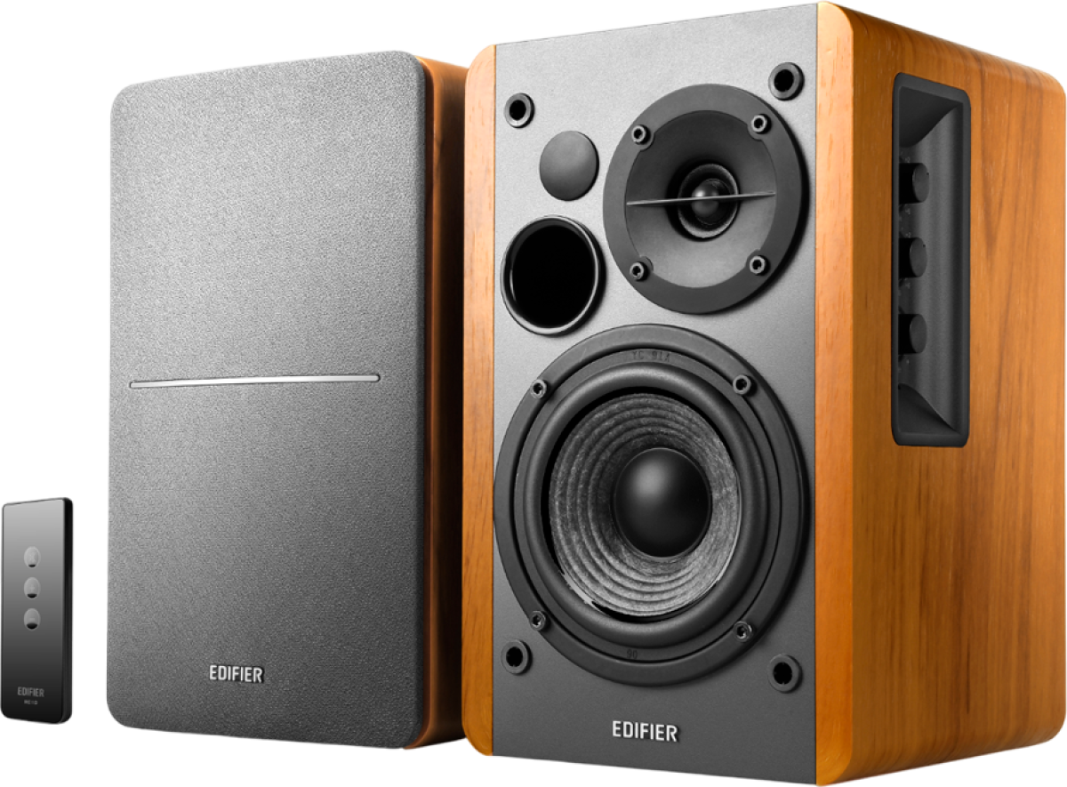 Озвучителна система Edifier R1280T 2.0 Bookshelf Speakers, RCA, 0.5-inch Tweeters, 4-inch Drivers, 42W (RMS), Control Knobs and Remote Control, Brownна ниска цена с бърза доставка - BestPC.BG
