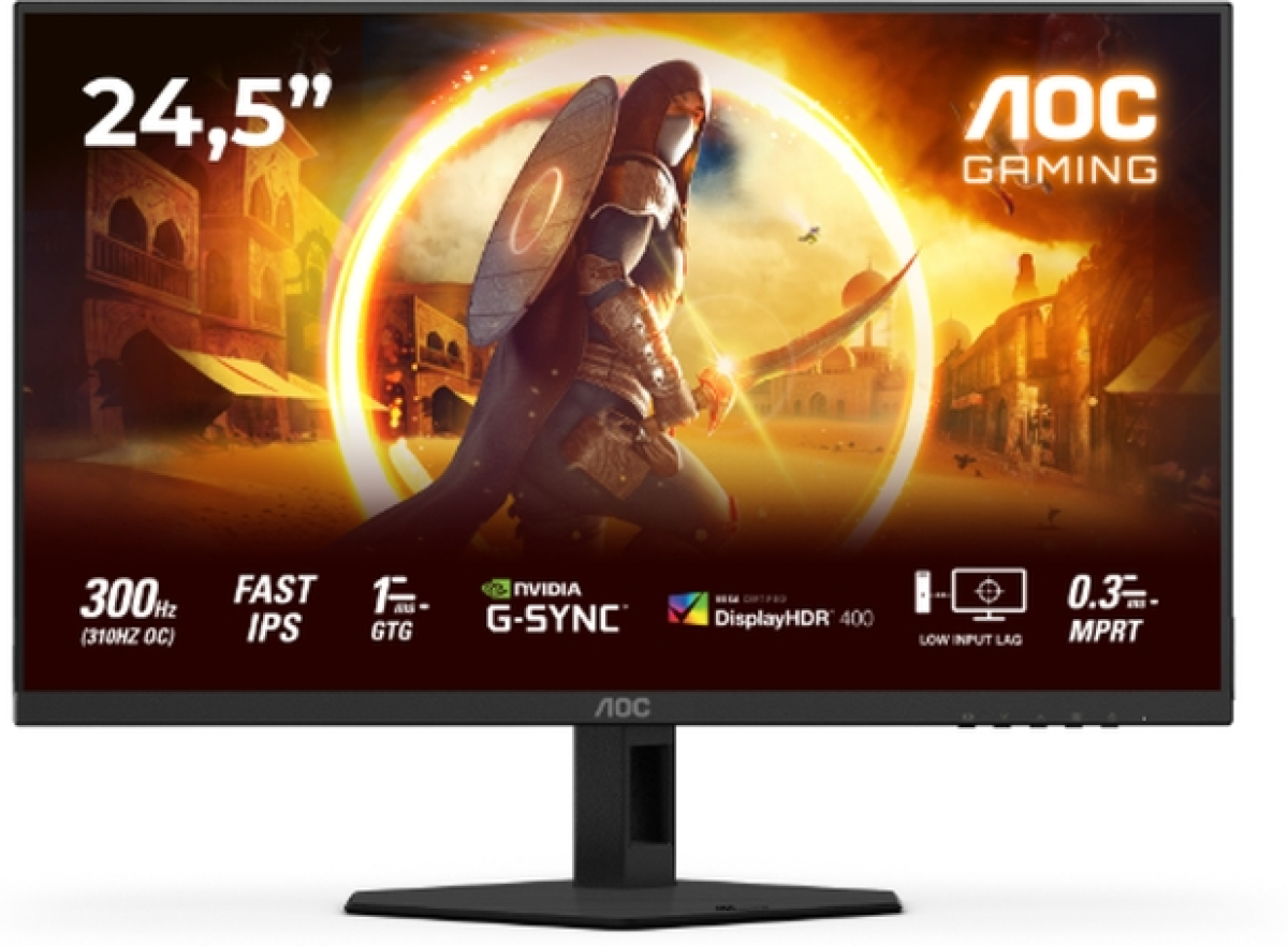 Монитор AOC 25G4SRE, 24.5" Fast IPS WLED, 1920x1080@300Hz (OC 310Hz), 1ms GtG, 0.3ms MPRT, 400cd m-2, 2xHDMI, DPна ниска цена с бърза доставка - BestPC.BG