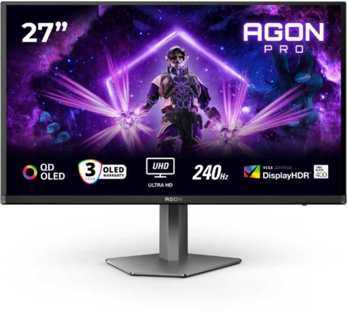 Монитор AOC AG276UZD, 26.5" QD-OLED, 3840x2160@240Hz, 0.03ms GtG, 1000cd m-2, 1.500.000:1, 80M:1 DCR, Adaptive Syncна ниска цена с бърза доставка - BestPC.BG