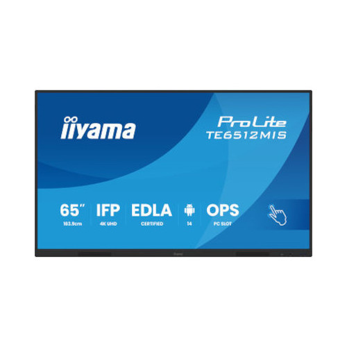 Интерактивна дъска/дисплей IIYAMA TE6512MIS-B4AG, 65\'\' VA panel, UHD 3840x2160, 400cd/m2, 5000:1, 6.5ms, PureTouch-IR, VGA, 2x HDMI, DP, 2x USB-C, RS232cна ниска цена с бърза доставка - BestPC.BG