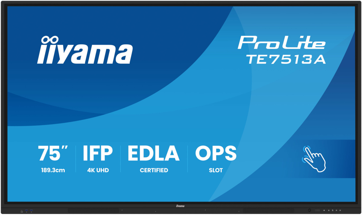 Интерактивна дъска/дисплей IIYAMA TE7513A-B1AG, 75\'\' IPS panel, Google EDLA, AG, UHD 3840x2160, 450cd/m2, 1200:1, 8ms, PureTouch-IR+, 2x HDMI, DPна ниска цена с бърза доставка - BestPC.BG