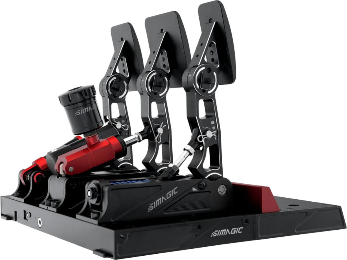 SIMAGIC P1000-RS Комплект хидравлични модулни педали, Spring Force Level, Clutch-Hall angle sensor, черенна ниска цена с бърза доставка - BestPC.BG