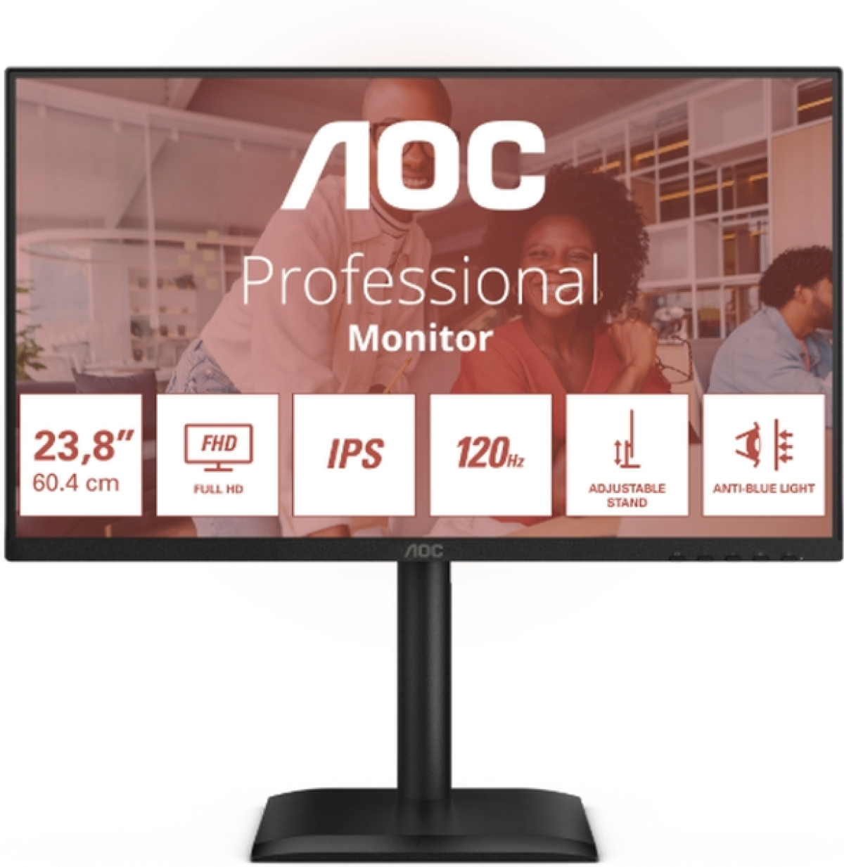 Монитор AOC 24E4U, 23.8" IPS WLED, 1920x1080@120Hz, 4ms GtG, 300cd m-2, 1500:1, 20M:1 DCR, Adaptive Syncна ниска цена с бърза доставка - BestPC.BG