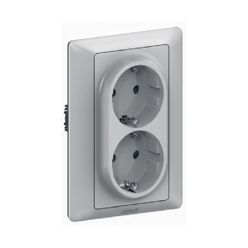 Продукт ДВОЕН ШУКО С ДЕТСКА ЗАЩИТА VALENA LIFE LEGRAND - АЛУМИНИЙна ниска цена с бърза доставка - BestPC.BG