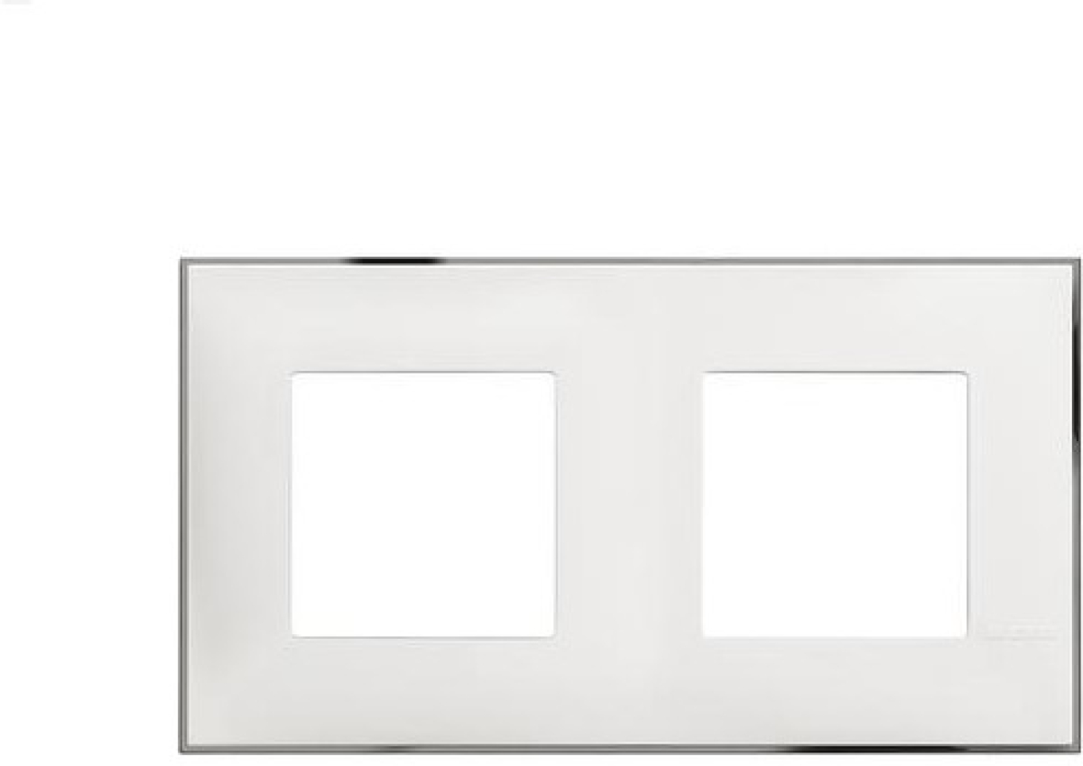 Продукт Двойна рамка Bticino Classia, бяло с хромна ниска цена с бърза доставка - BestPC.BG