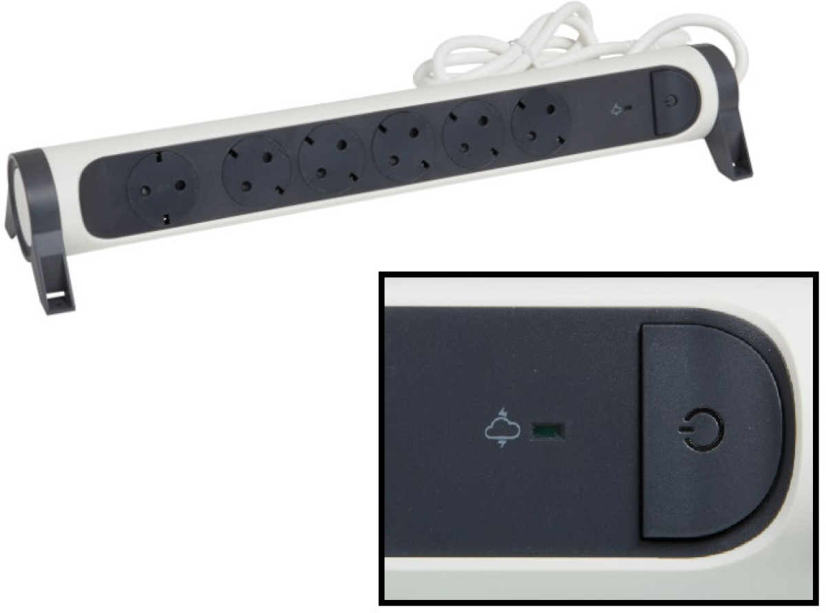 Контакт РАЗКЛОНИТЕЛ 6х ШУКО КАБЕЛ 1,5м С ЗАЩИТА LEGRAND - БЯЛ/СИВна ниска цена с бърза доставка - BestPC.BG