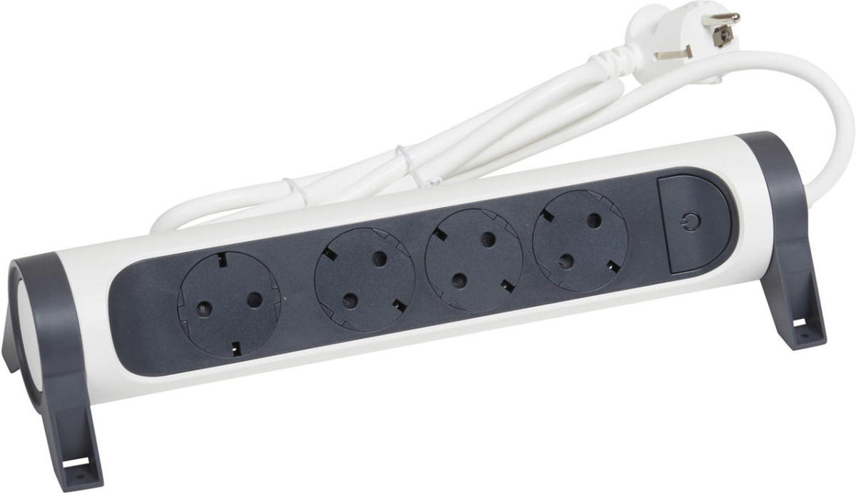Контакт РАЗКЛОНИТЕЛ 4х ШУКО ВЪРТЯЩ СЕ С КАБЕЛ 1,5м LEGRAND - БЯЛ/СИВна ниска цена с бърза доставка - BestPC.BG