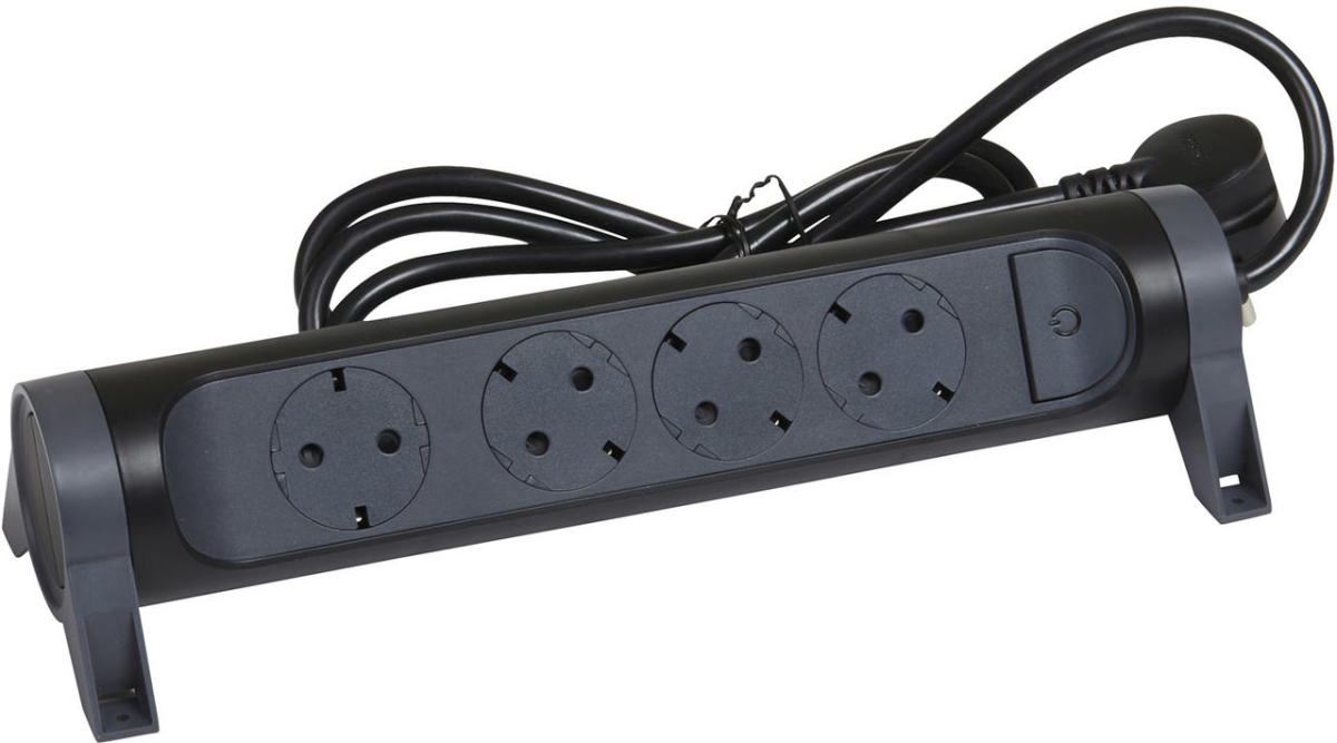 Контакт РАЗКЛОНИТЕЛ 4х ШУКО ВЪРТЯЩ СЕ С КАБЕЛ 1,5м LEGRAND - ЧЕРНО/СИВна ниска цена с бърза доставка - BestPC.BG