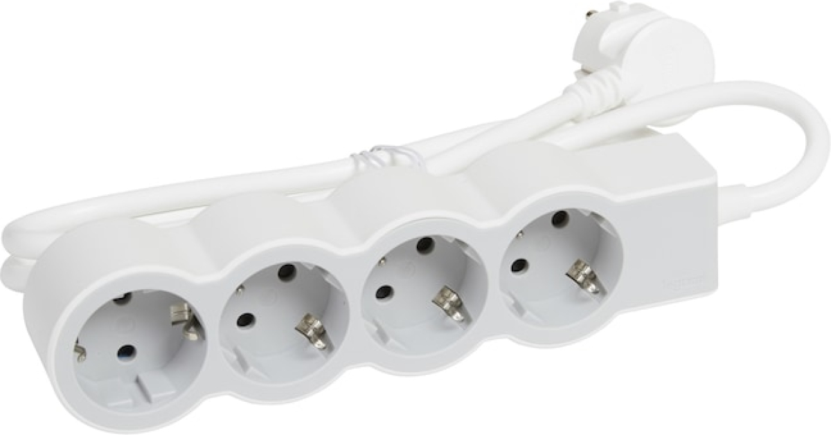 РАЗКЛОНИТЕЛ 4х ШУКО С КАБЕЛ 1,5м LEGRAND - БЯЛ/СИВна ниска цена с бърза доставка - BestPC.BG