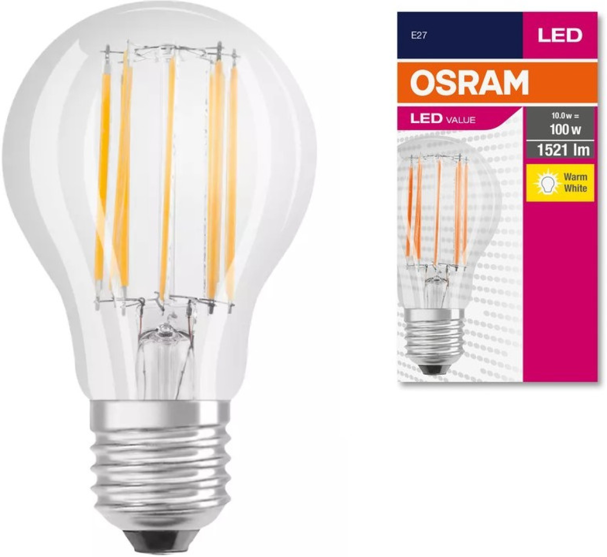 LED Крушка VALUE FILAMENT CLA100 1520lm/827 E27 LEDVANCEна ниска цена с бърза доставка - BestPC.BG