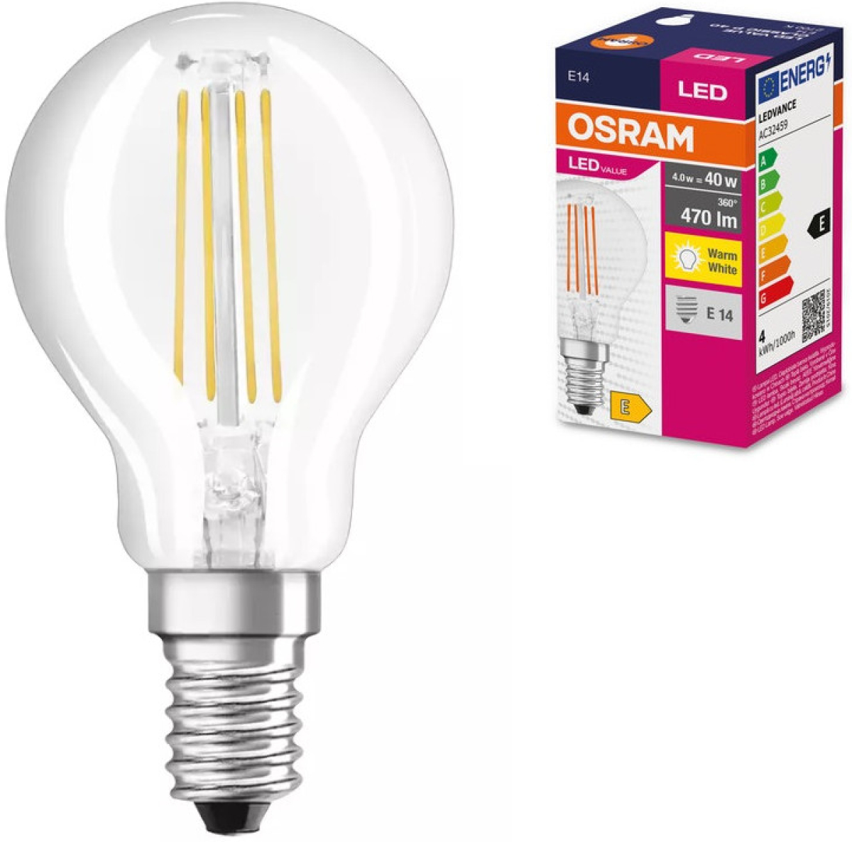 LED Крушка VALUE FILAMENT CLP40 470lm/827 E14 LEDVANCEна ниска цена с бърза доставка - BestPC.BG