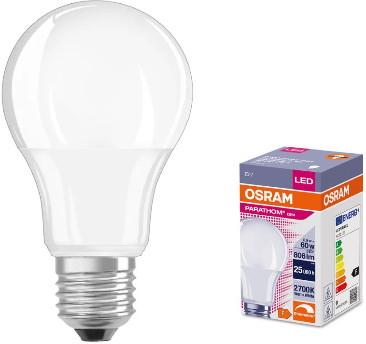 LED Крушка LED ЛАМПА PARATHOM DIM CLA60 9W/827 230VFR E27 LEDVANCEна ниска цена с бърза доставка - BestPC.BG