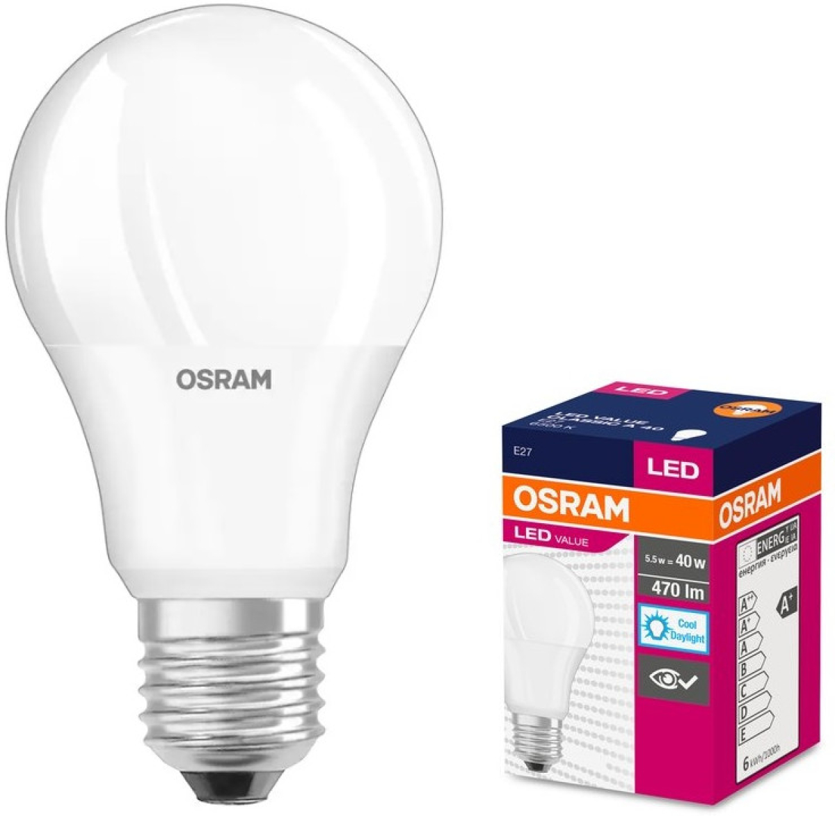 LED Крушка LED ЛАМПА VALUE CLA40 470lm/865 E27 LEDVANCEна ниска цена с бърза доставка - BestPC.BG