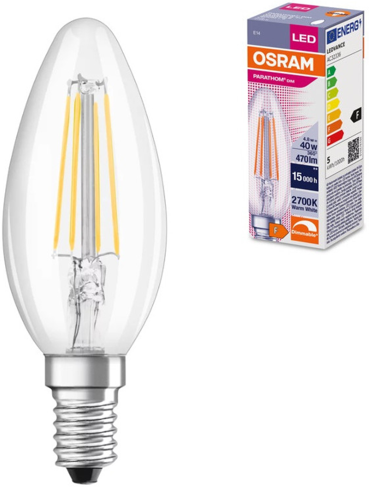 LED Крушка PARATHOM DIM CLB FIL40 4.5W/827 E14 LEDVANCEна ниска цена с бърза доставка - BestPC.BG