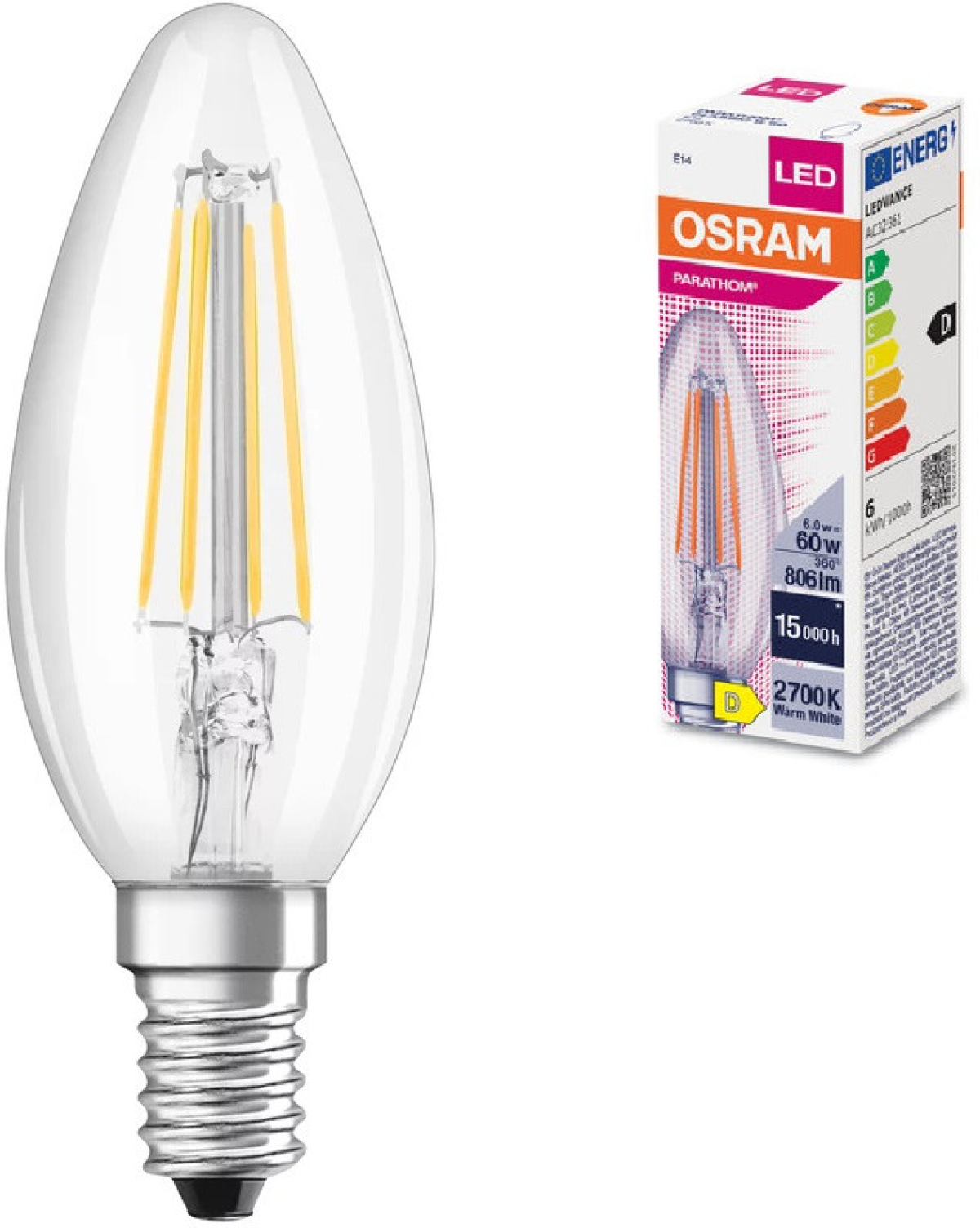 LED Крушка PARATHOM CLB FIL60 5,5W/827 E14 LEDVANCEна ниска цена с бърза доставка - BestPC.BG