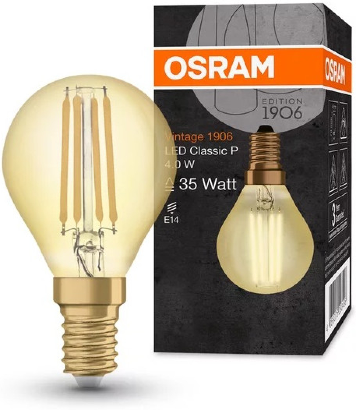 LED Крушка LED ЛАМПА VINTAGE 1906 LED CL P FIL GOLD 35 4W/825 E14 LEDVANCEна ниска цена с бърза доставка - BestPC.BG