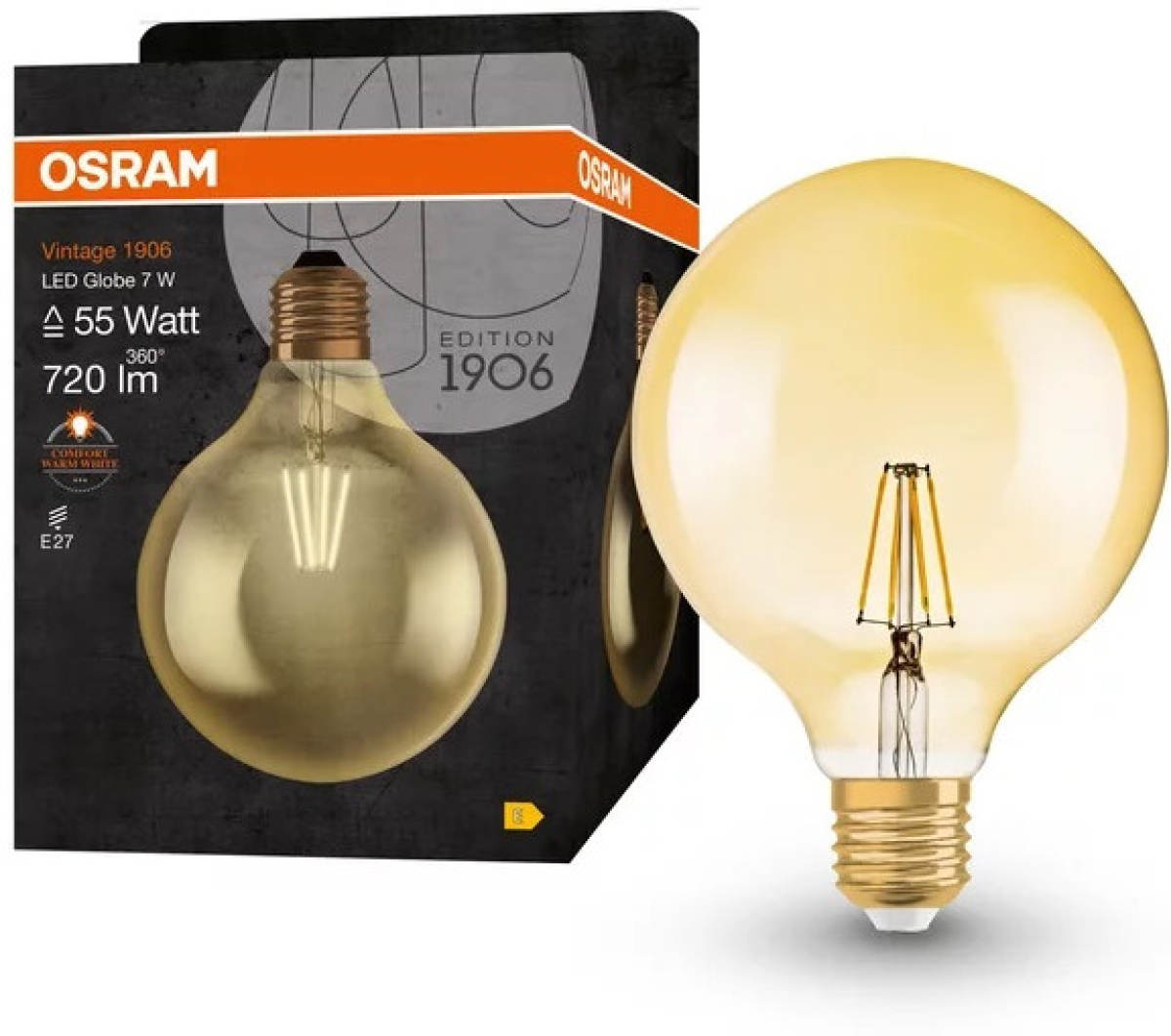 LED Крушка VINTAGE 1906 LED CL GLOBE125 GOLD52 6,5W/824 E27 LEDVANCEна ниска цена с бърза доставка - BestPC.BG