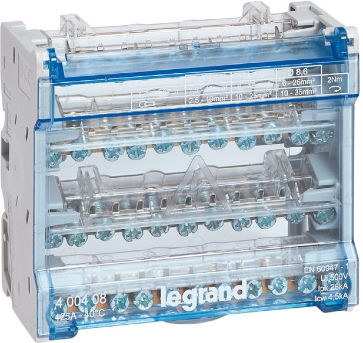ШЕСТМОДУЛЕН РАЗПРЕДЕЛИТЕЛЕН КЛЕМОРЕД С РАЗПРЕДЕЛИТЕЛНИ ШИНИ 125А 4Р LGR 400408 LEGRANDна ниска цена с бърза доставка - BestPC.BG