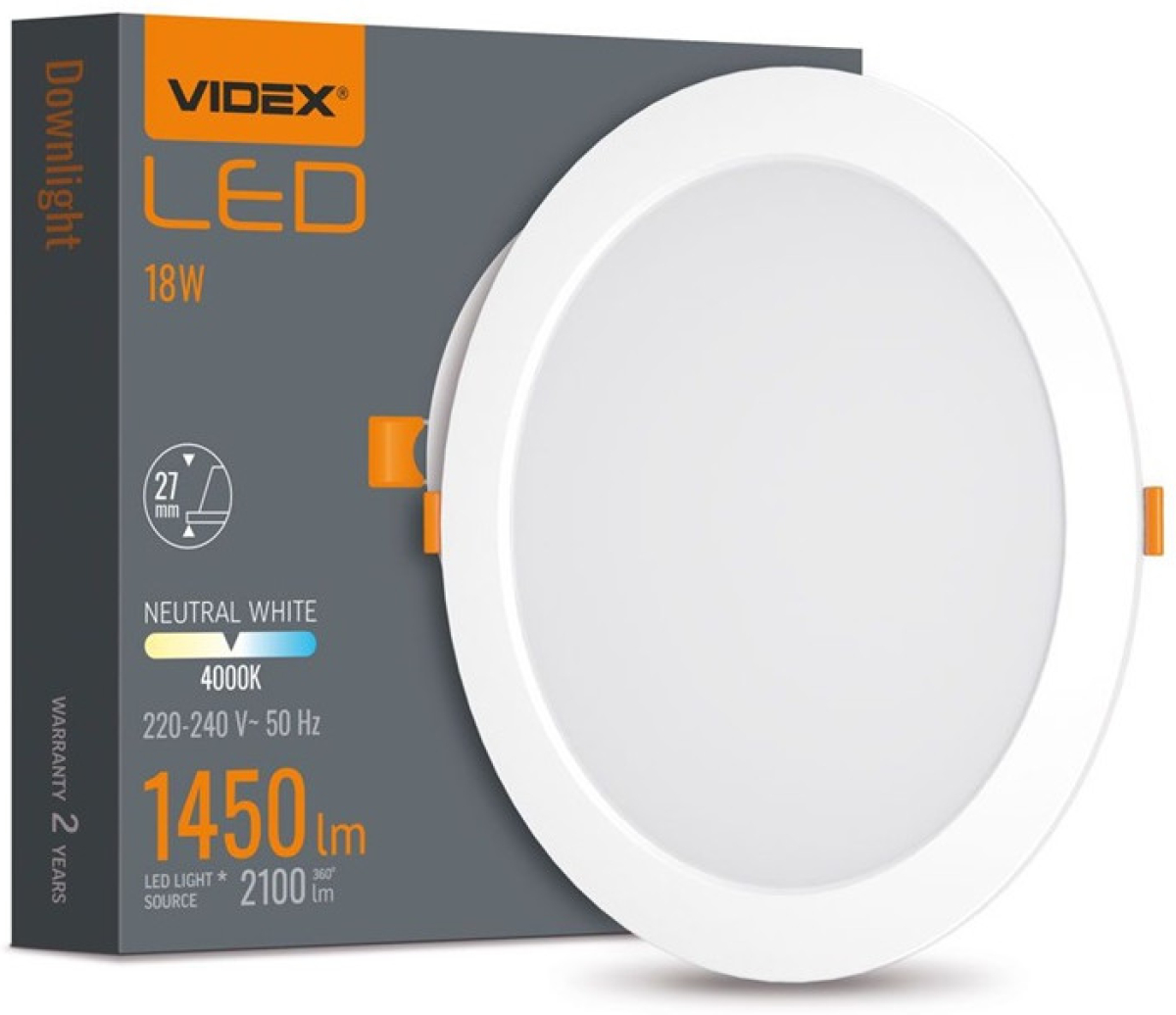 LED Луничка Videx Downlight RD, 18W, 4K, бялана ниска цена с бърза доставка - BestPC.BG