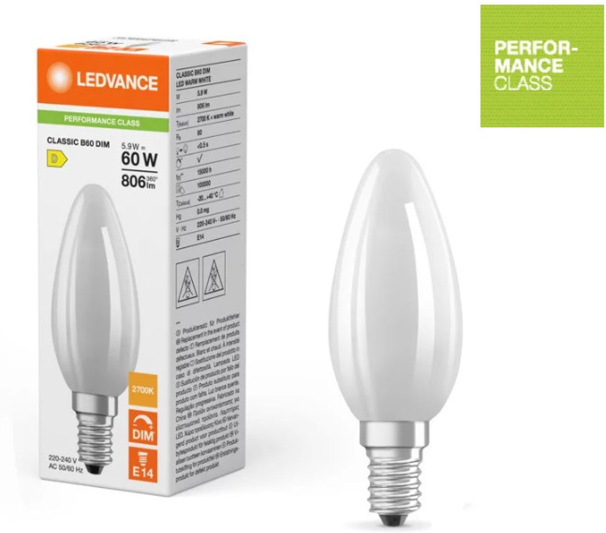 LED Крушка DIM CL B GL FR 60 5.5W/827 E14 LEDVANCEна ниска цена с бърза доставка - BestPC.BG