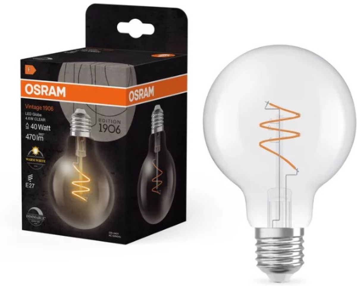 LED Крушка VINTAGE 1906 LED CL GL80 DIM CLEAR 4.6W927 E27 LEDVANCEна ниска цена с бърза доставка - BestPC.BG