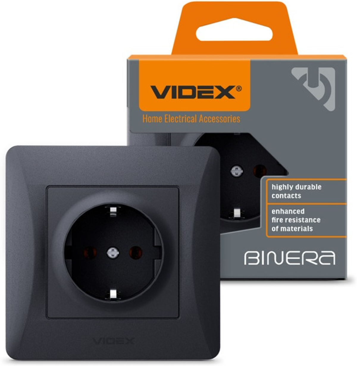 Продукт КОНТАКТ ШУКО VF-BNSK1G-BG 16А BINERA VIDEX - ГРАФИТна ниска цена с бърза доставка - BestPC.BG