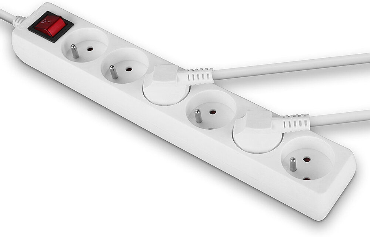 Контакт LINDY LNY-73126 :: 6-портов разклонител, French Schuko, бял, с ключна ниска цена с бърза доставка - BestPC.BG