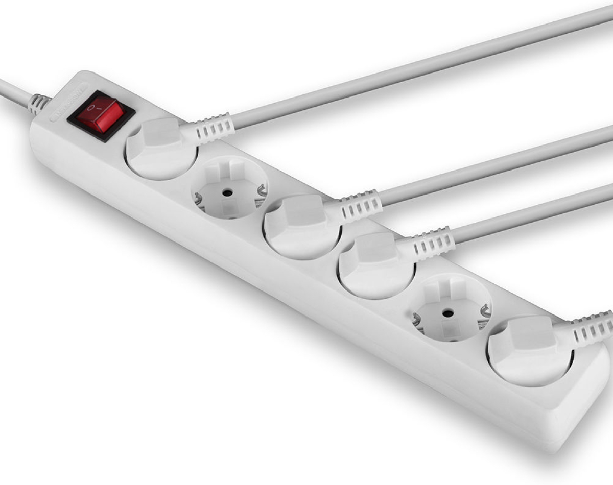 Контакт LINDY LNY-73103 :: 6-портов разклонител, Schuko, бял, с ключна ниска цена с бърза доставка - BestPC.BG