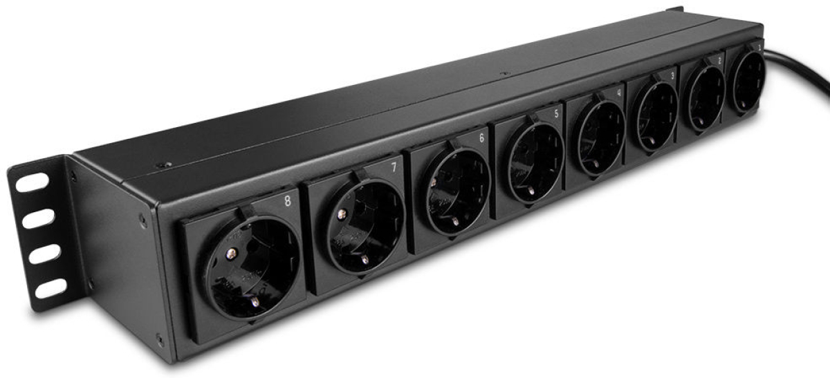 Контакт за шкаф LINDY LNY-73025 :: Rack-Mount, 1.5U разклонител, 8-портов, хоризонтален, с On-Off ключове, 3500Wна ниска цена с бърза доставка - BestPC.BG