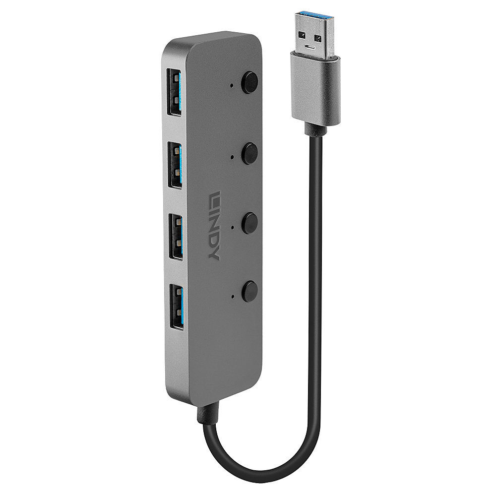LINDY LNY-43309 :: 4-портов USB 3.0 хъб с On-Off ключна ниска цена с бърза доставка - BestPC.BG