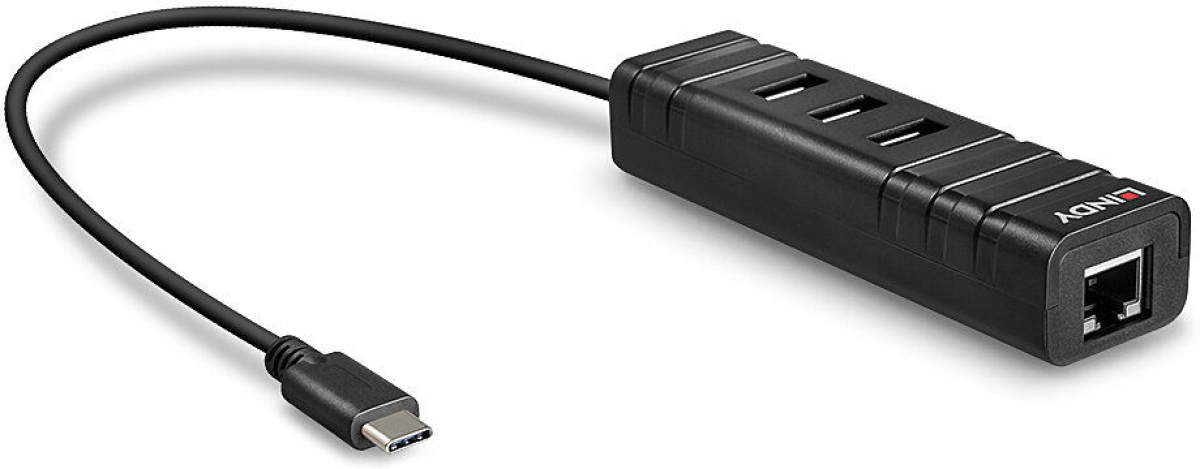 LINDY LNY-43249 :: 3-портов USB 3.2 Type C хъб и Gigabit Ethernet конверторна ниска цена с бърза доставка - BestPC.BG