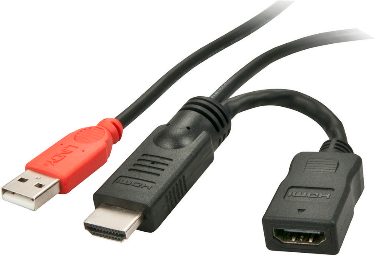 LINDY LNY-41080 :: HDMI 1.4 M-F Power Feeder адаптерен кабел, с USB захранванена ниска цена с бърза доставка - BestPC.BG