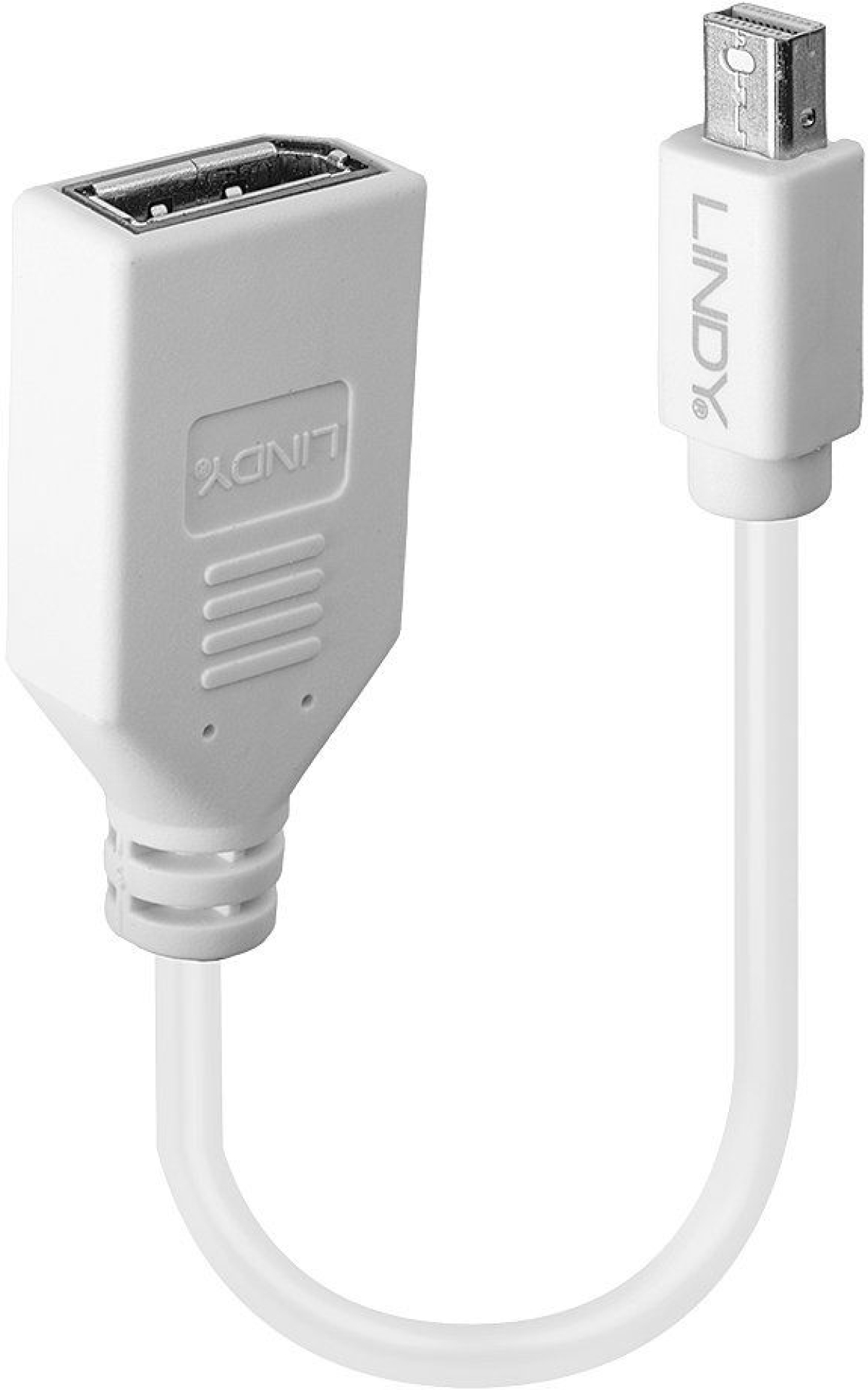 LINDY LNY-41021 :: Кабел DisplayPort Mini M - DisplayPort F, екраниран, бял, 0.2 мна ниска цена с бърза доставка - BestPC.BG