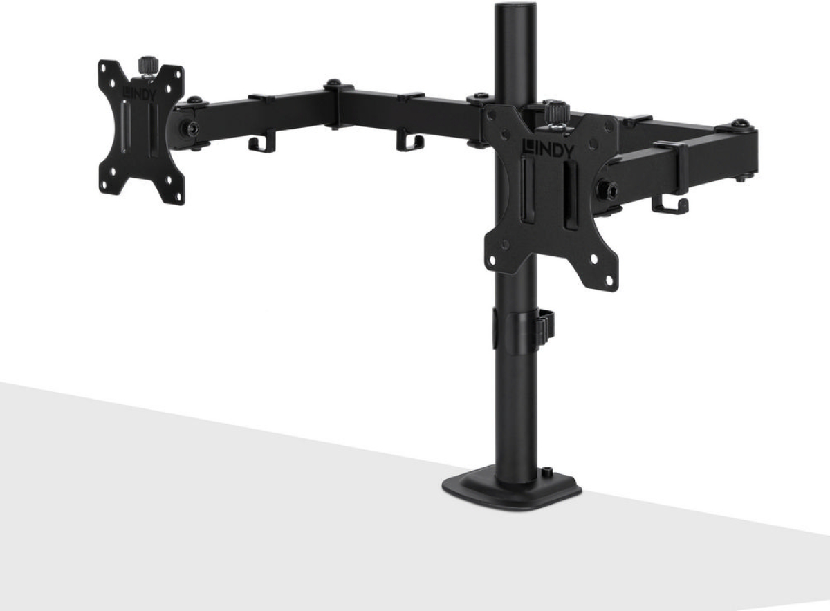 LINDY LNY-40711 :: Стойка за монитор, за 2 монитора, регулируема, за плот, чернана ниска цена с бърза доставка - BestPC.BG