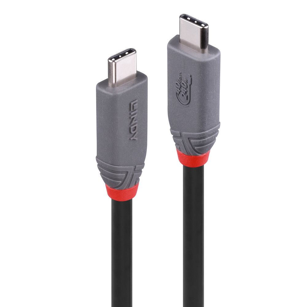 LINDY LNY-36956 :: Кабел USB4, 240W PD, Type C, M-M, 40Gbps, Anthra Line, черен, 0.8 мна ниска цена с бърза доставка - BestPC.BG