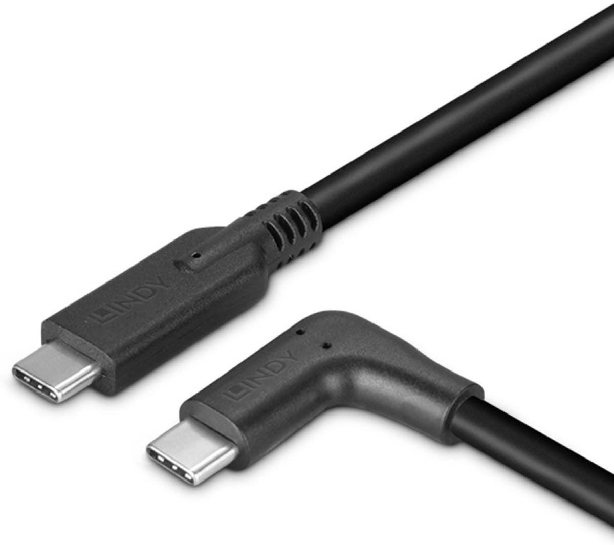 LINDY LNY-32017 :: Кабел USB 3.2 USB-C към USB-C, М-М, 90° под ъгъл, десен, 10 Gbps, черен, 0.5 мна ниска цена с бърза доставка - BestPC.BG