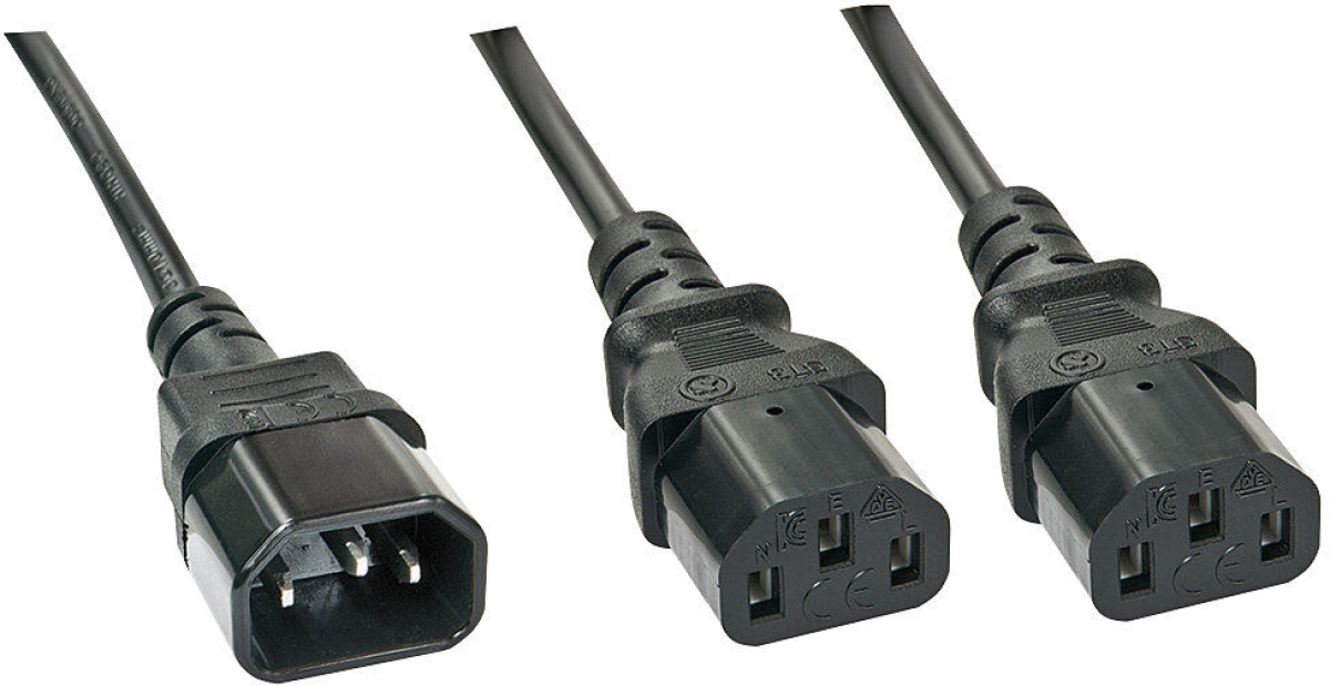 LINDY LNY-30363 :: Захранващ кабел, C14 към 2x C13, удължителен, 1.0 мна ниска цена с бърза доставка - BestPC.BG