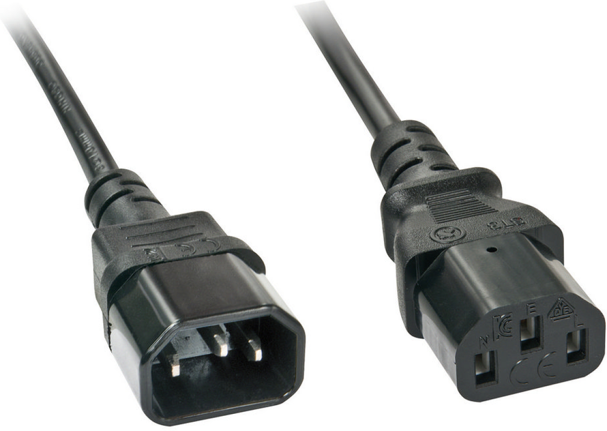 LINDY LNY-30331 :: Захранващ кабел, C14 към C13, удължителен, черен, 2.0 мна ниска цена с бърза доставка - BestPC.BG