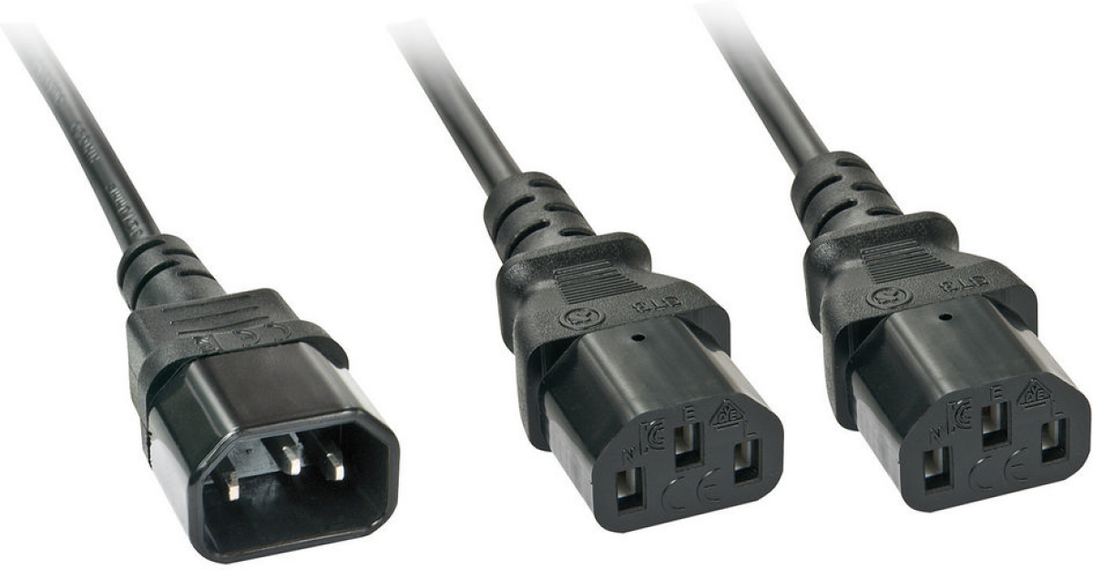LINDY LNY-30039 :: Захранващ кабел IEC C14 към 2x IEC C13, удължителен, 2.0 мна ниска цена с бърза доставка - BestPC.BG