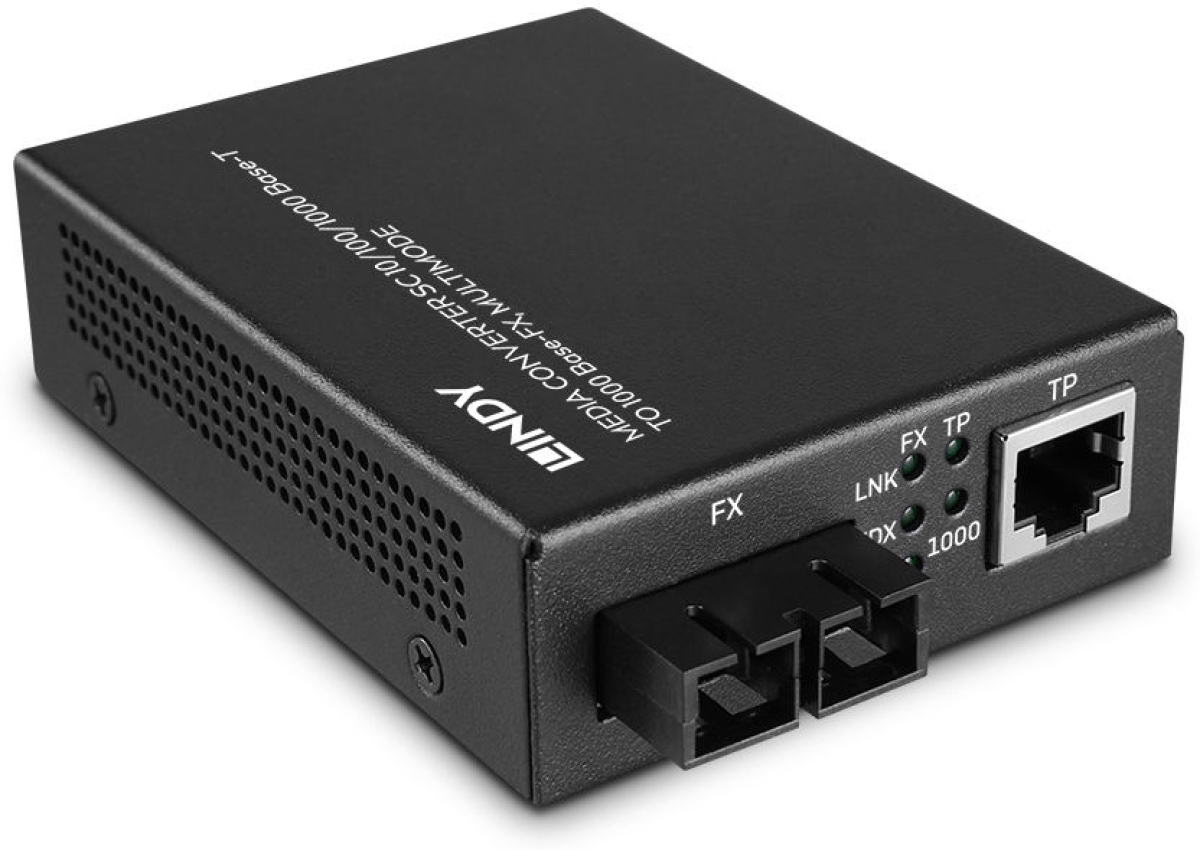 LINDY LNY-25119 :: Медиа конвертор, SC 10-100-1000 Base-T към 1000 Base-FX, Multimodeна ниска цена с бърза доставка - BestPC.BG