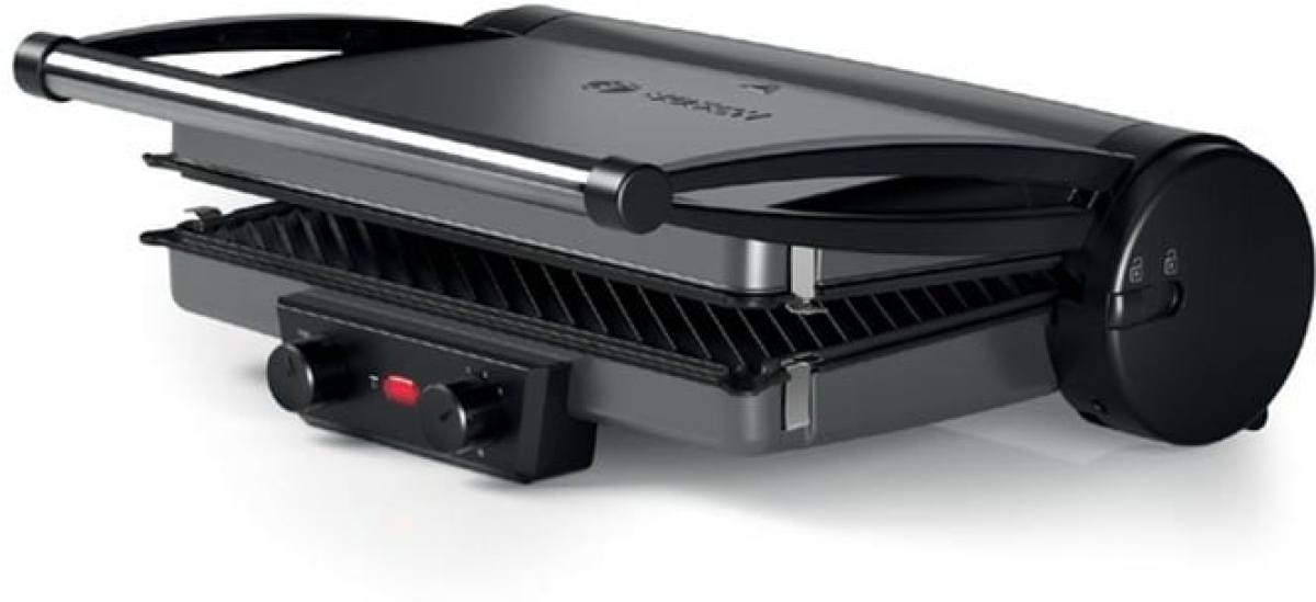 контактен грил Bosch TCG4215, 2000W, регулируем термостат, незалепващо покритие, сребристна ниска цена с бърза доставка - BestPC.BG