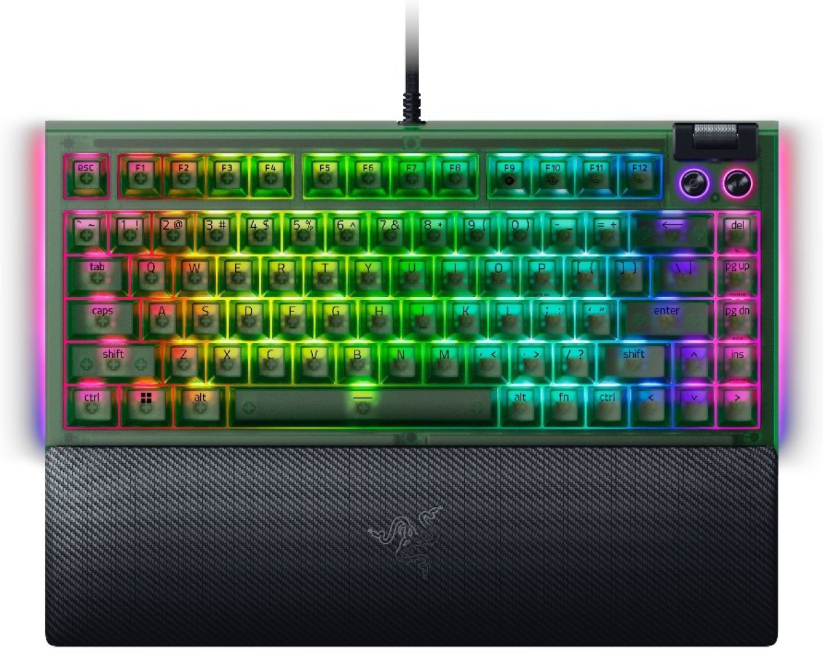 Клавиатура Razer BlackWidow V4 75% Phantom Green Edition, US Layout, Razer Chroma RGB, Hot-swappable Designна ниска цена с бърза доставка - BestPC.BG
